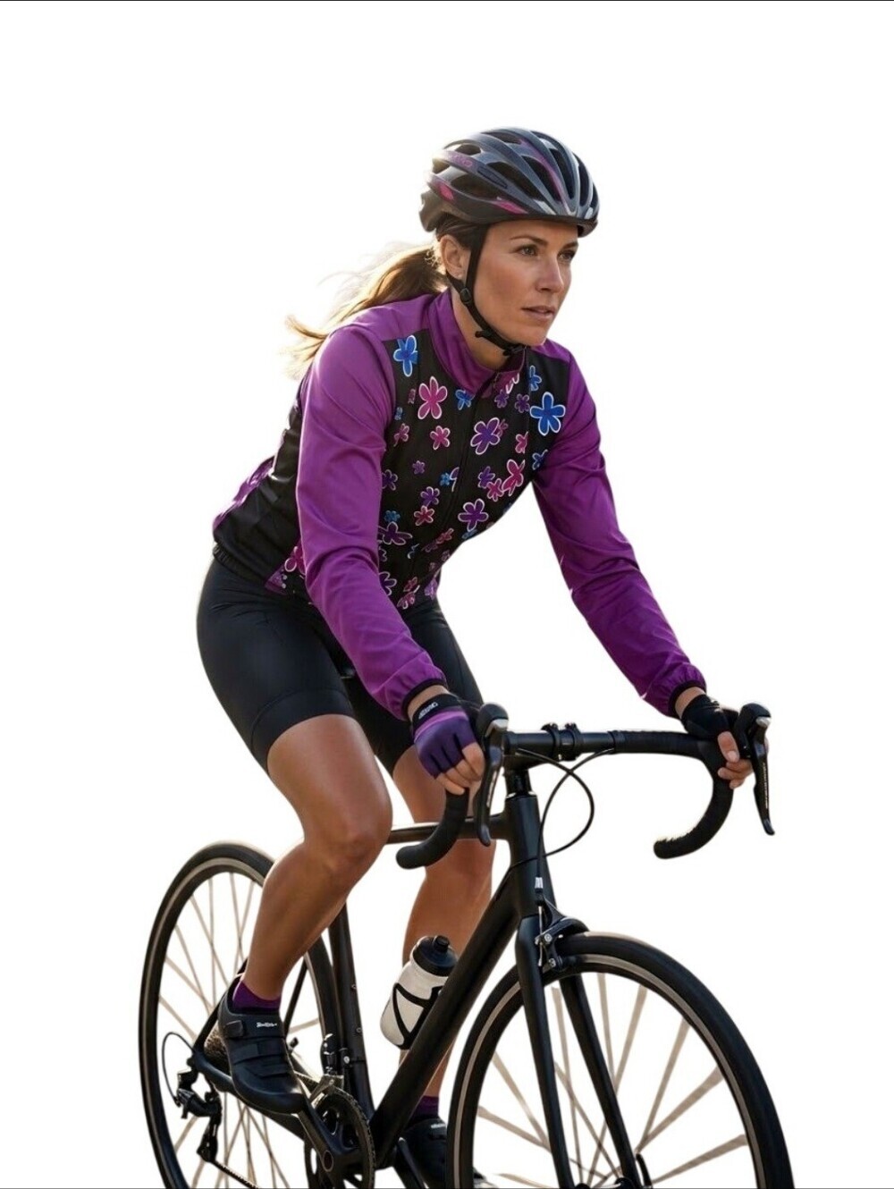 Sugoi Vintage Purple Floral Cycling Windbreaker Jacket Size L